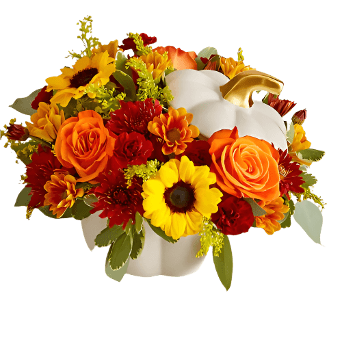 Fall Floral Arrangement in Modern Pumpkin Style