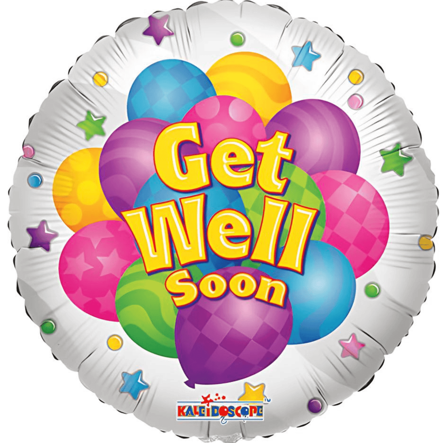 Get Well Soon Mylar balloon with colorful balloons