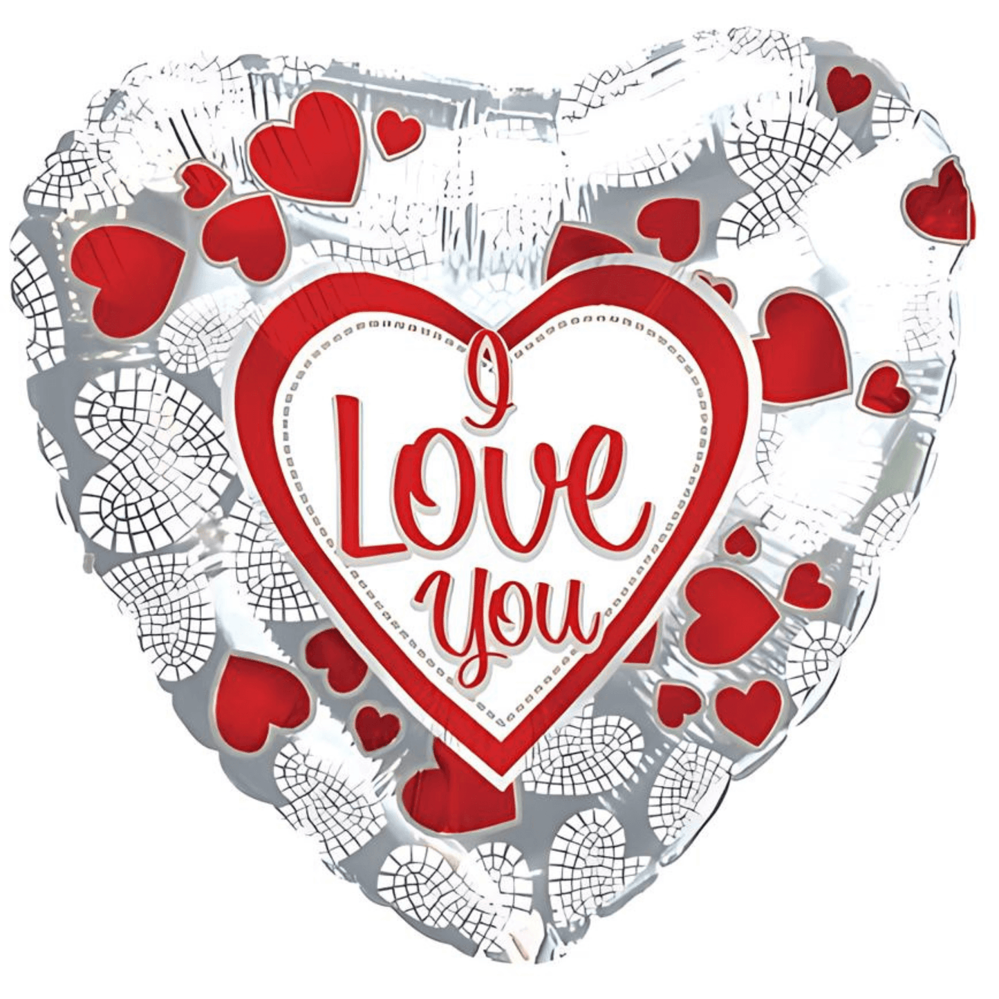 Heart-shaped 'I Love You' Mylar balloon with hearts