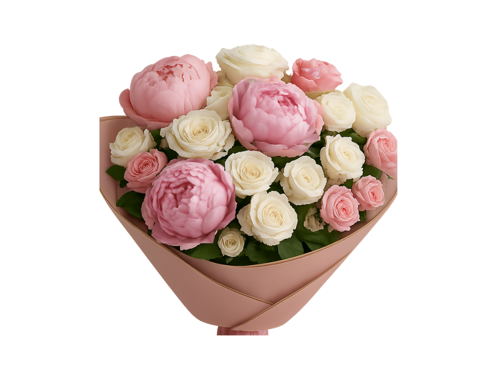 Pink Peonies & WHit ROses