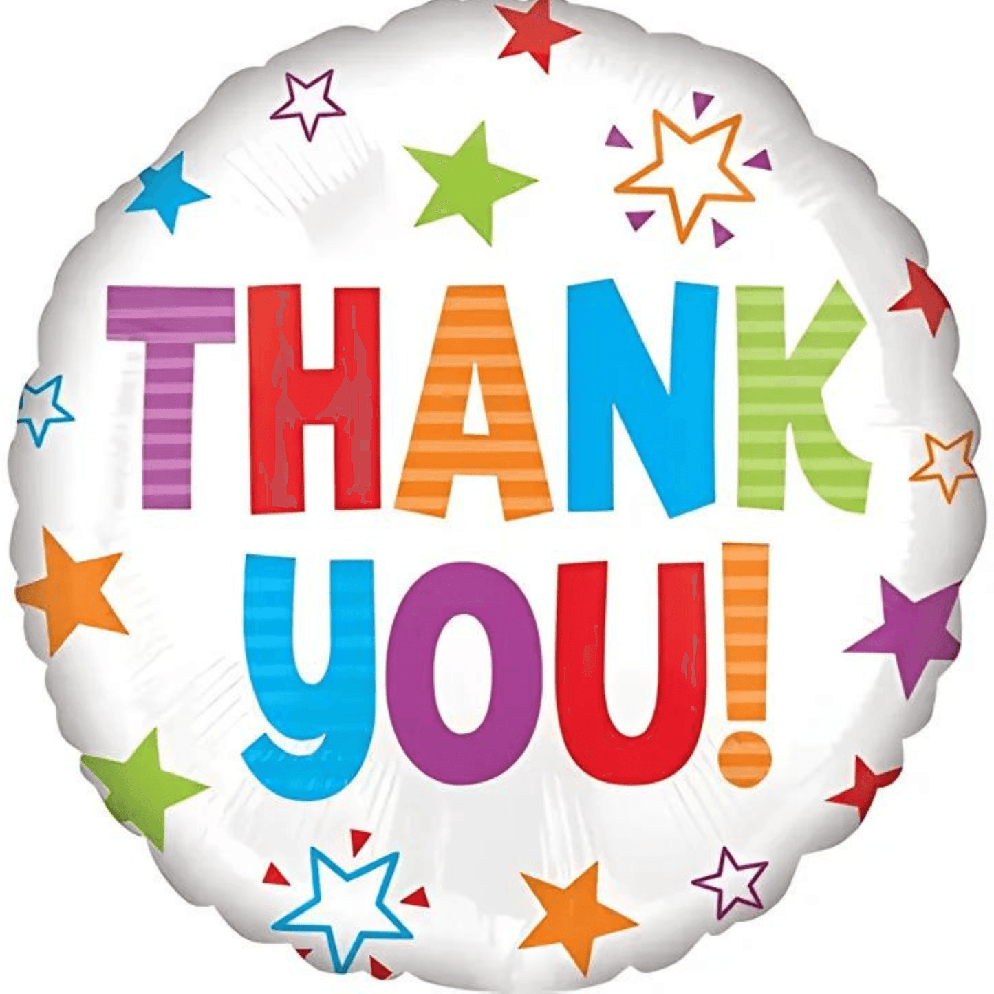 Colorful 'Thank You' Mylar balloon with stars