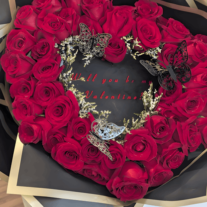 Shop 50 Red Roses Heart Arrangement for Valentine's Day - Flauraly Flowers and Plants #
