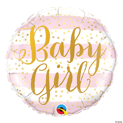 Pink and gold 'Baby Girl' Mylar balloon