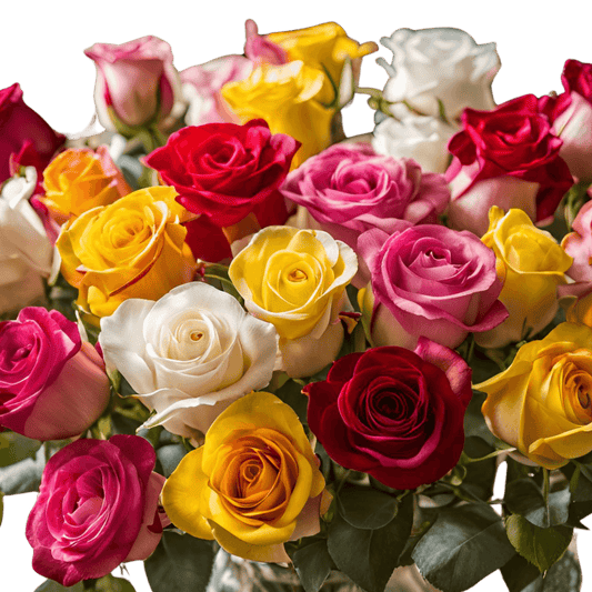 Big Everything MultiColor Rose Combination - multi-color rose bouquet - Flauraly Flowers and Plants #