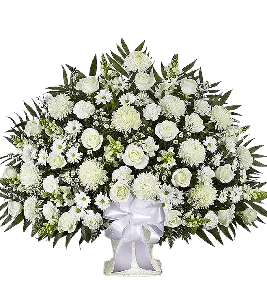 Heartfelt Tribute White Floor Basket Arrangement