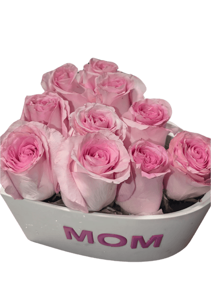 For Mom on mother's day light pink rose in white and pink box