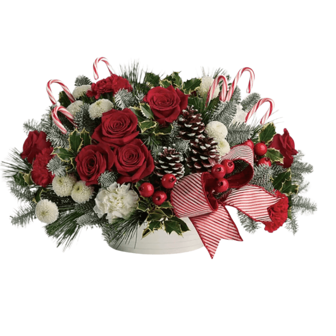 Red WHite Christmas Floral Arrangement