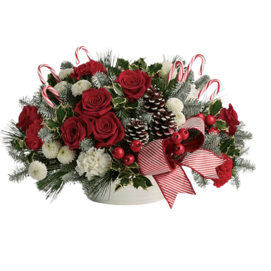 Red WHite Christmas Floral Arrangement