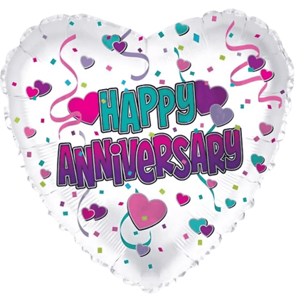 Heart-shaped Mylar balloon with 'Happy Anniversary'